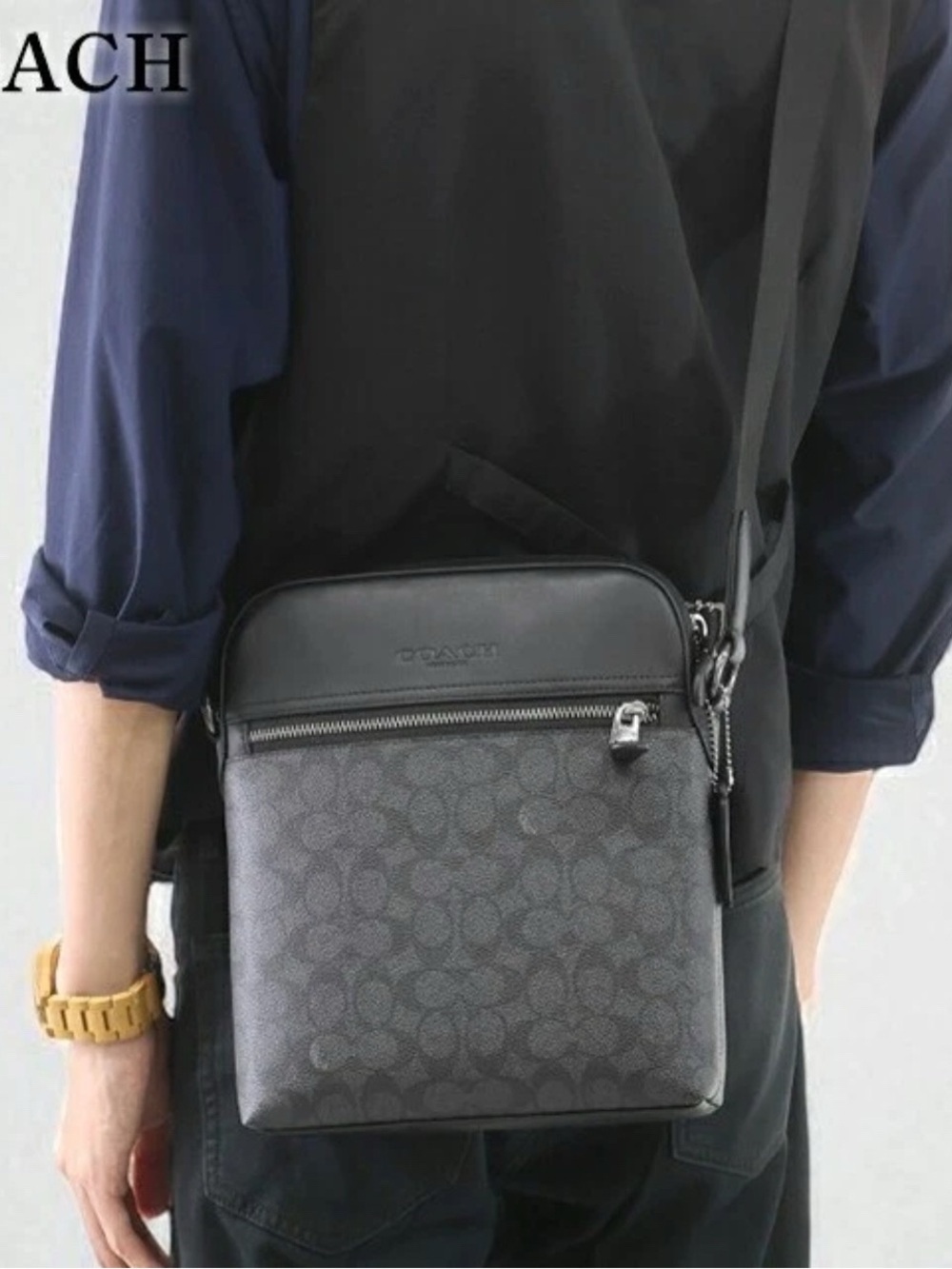Coach Gray/Black Signature Crossbody Bag